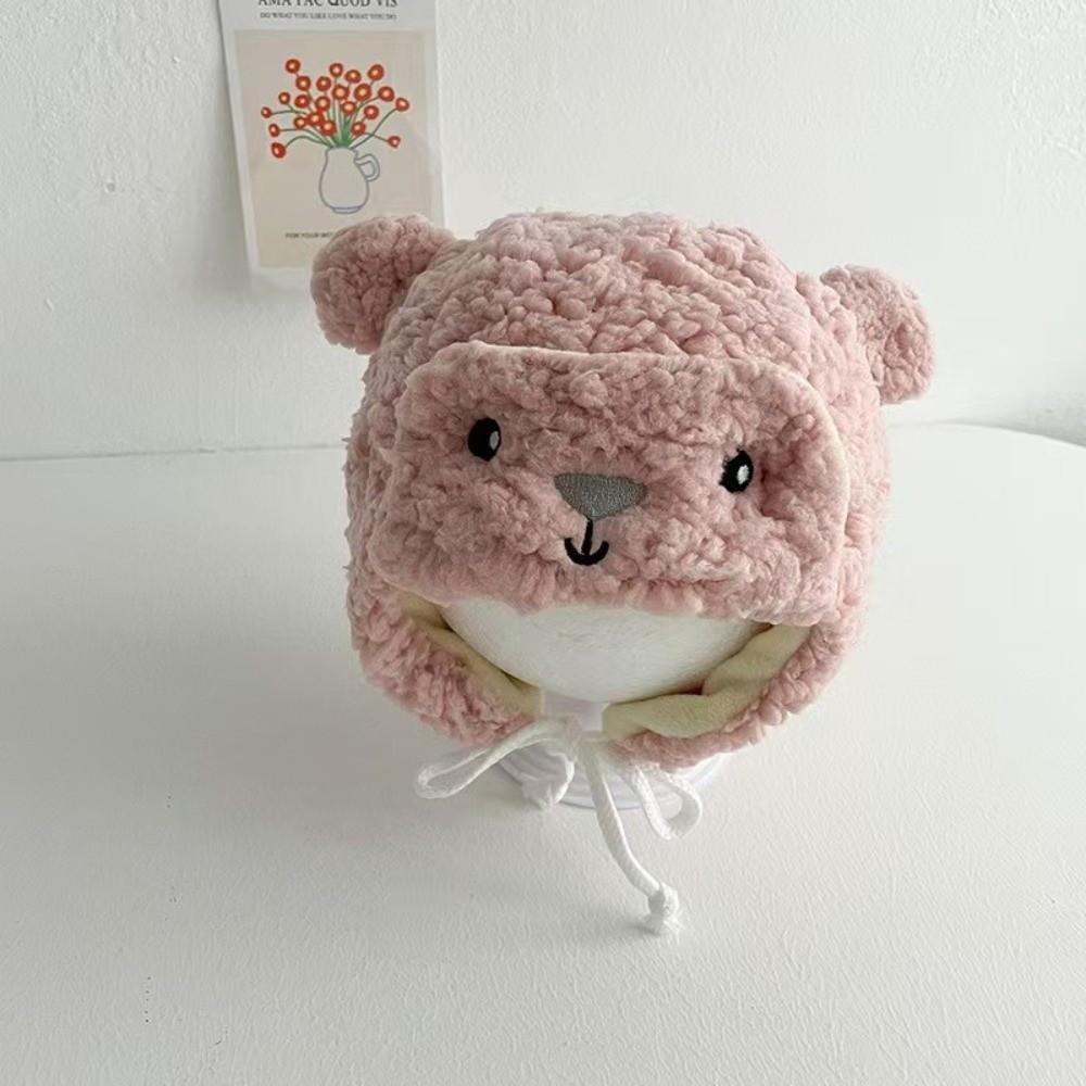 Lamb Fleece Kids Earmuffs Cap Plush Lined Bear Beanie Cap New Baby Cap