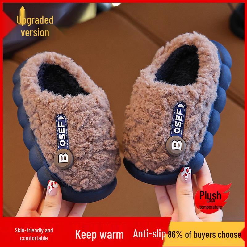 Flauschige Baumwollpantoffeln für Kinder: Weiche, rutschfeste Hausschuhe für Jungen, Mädchen und Eltern – Perfekt für Herbst und Winter.