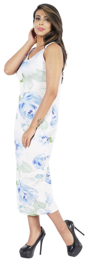 Inkmeso Printed V Neck Maxi Bodycon Dress For Womens Sexy Spaghetti Strap