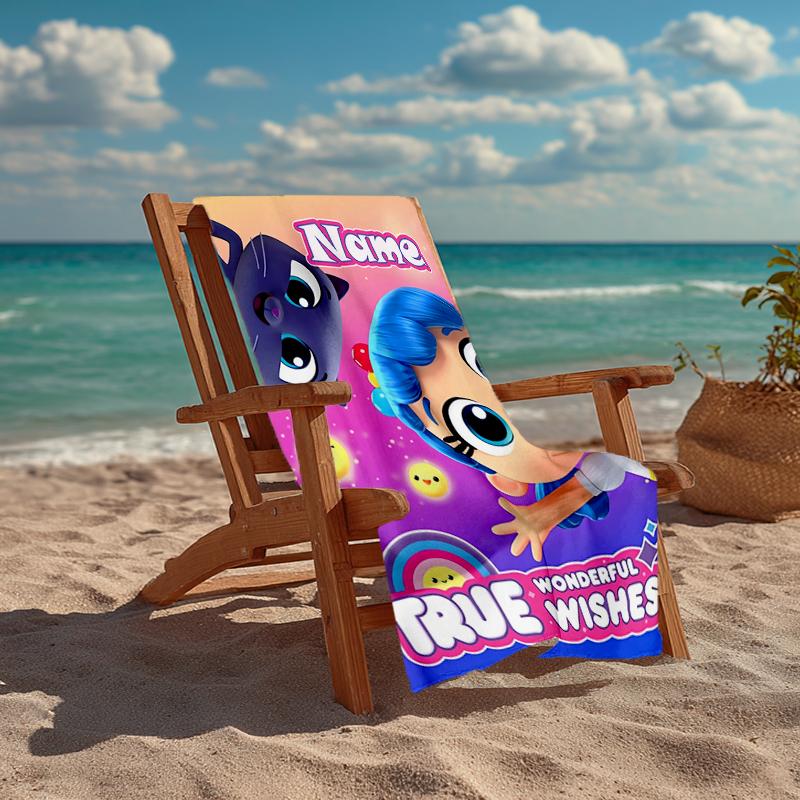 Custom Name Ultra-Soft Beach Towel with True and the Rainbow Kingdom Theme,Ideal for Pool - Camping, Diving - Perfect Travel Essential, Vibrant Beach