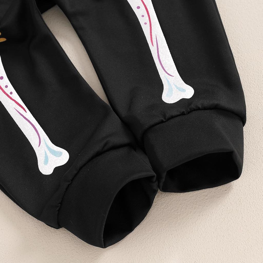 Toddler Boy Skeleton Outfits Crew Neck Long Sleeve Pullover Sweatshirt Pants Baby Infant Halloween Outfits