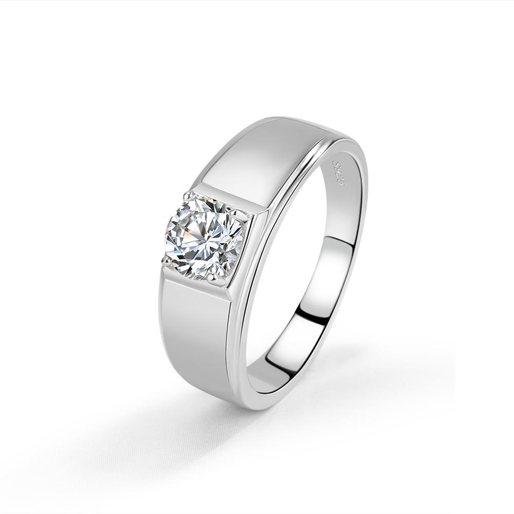 Men'S And Women'S Couple Rings, White Zircon Rings, Electroplated Micron Rhodium Gold Jewelry.