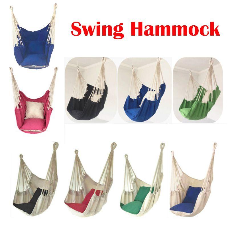 Stylish Hanging Hammock Chair For Outdoor Relaxation With Soft Pillows And Strong Ropes