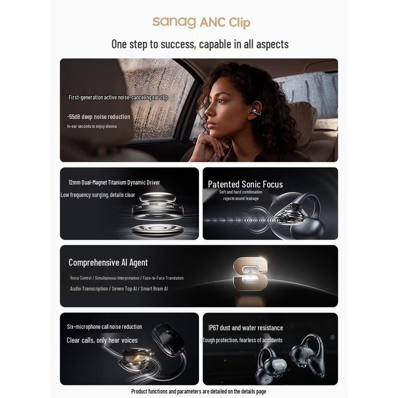 SANAG ANC Clip-on True Wireless Bluetooth Earbuds