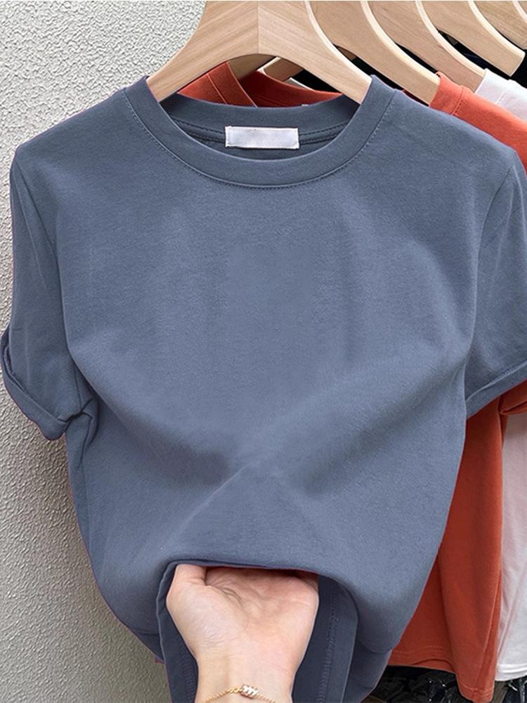 2026 Fashionable Women's Coffee Cotton Brushed Short-Sleeve T-Shirt - Versatile & Age-Reducing for Spring, Summer, Autumn