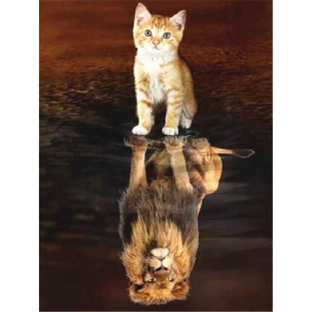 5D DIY Dog Diamond Painting Animal Cartoon Full Drill Square Round Tiger Cat Diamond Art Embroidery Cross Stitch Home Decoration