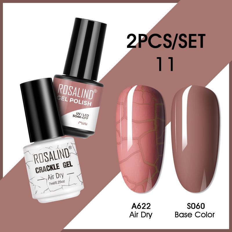 ROSALIND Cracked Gel Nail and Polish Nail Gel Kit Nail Varnish Hybrid Crackle Manicure Art UV Gel Semi Permanent 2PCS