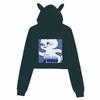 2023 Cartoon Anime Cat Ear Girls' Cropped Hoodie