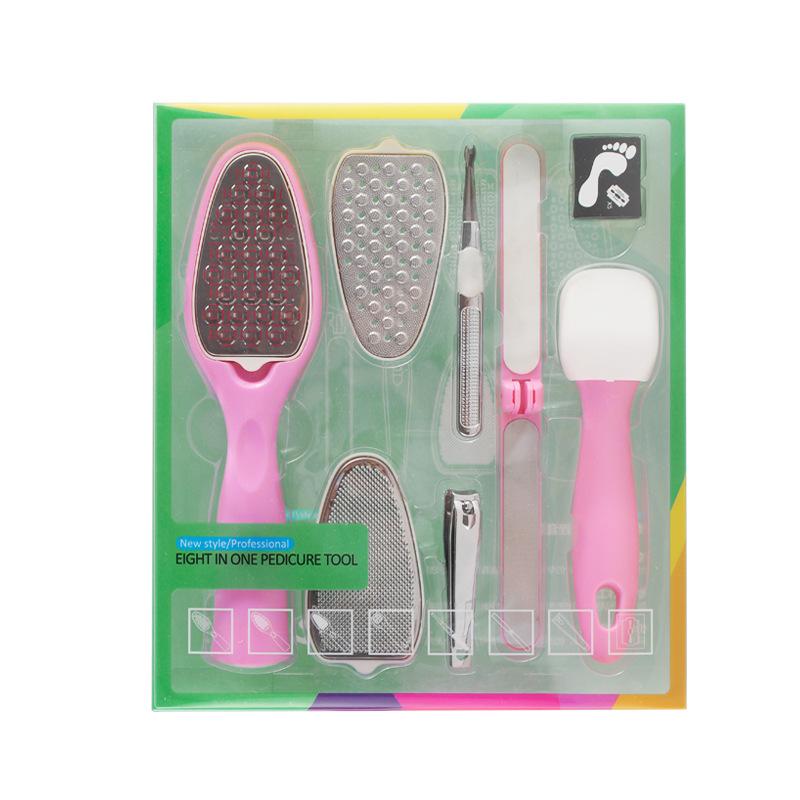 

Набор точилок для ног, 1 шт., из 8 инструментов для ухода за ногами. Заточка ног и удаление мозолей. Скруббер для ног. Нано-стеклянная пилочка. розовый