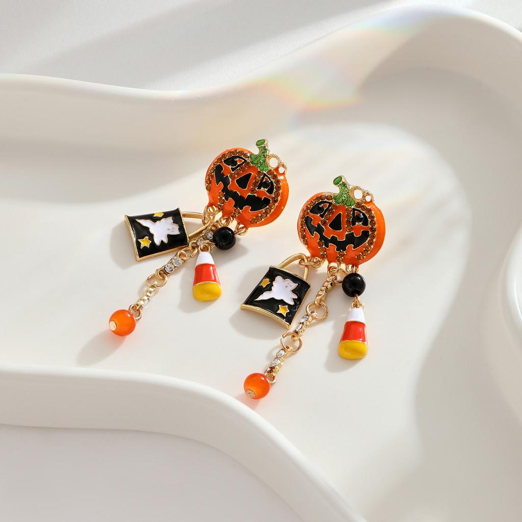 Halloween Pumpkin Stunning Ghost Earrings With Elegant Tassels And Sparkling Zircon Women For