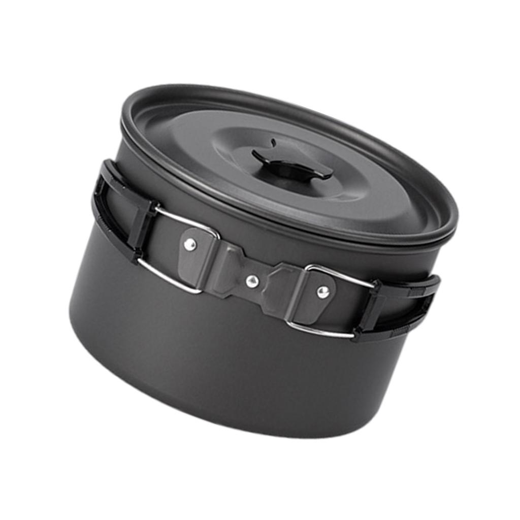 Aluminum Alloy Camping Cook Pots Outdoor Camping Cookware with Lid and Folding Handle Portable Cooking Pots Cookware