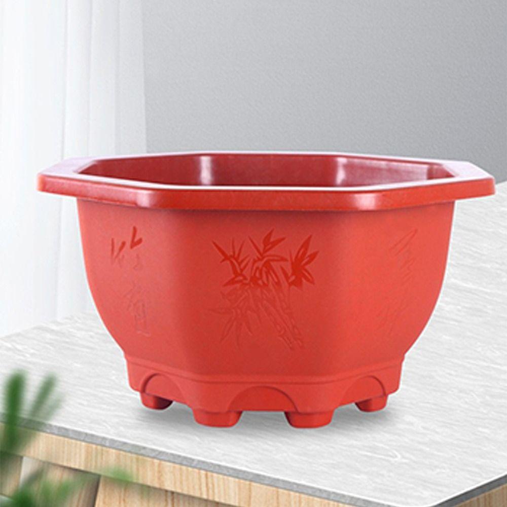 Octangle Flower Pots with Tray Succulent Flowerpot Simple Balcony Plant Pot Home Garden Decoration