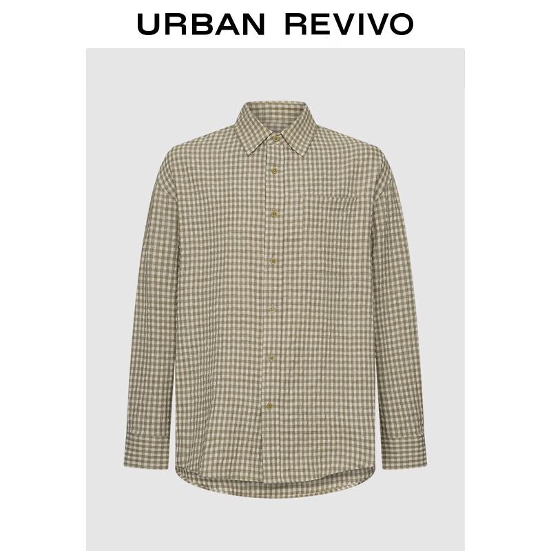 UR 2025 Autumn Men s Casual Plaid Long-Sleeve Shirt M