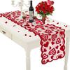 2PCS Valentine's Day Decoration Table Runner Home Romantic Decor Heart Shaped Table Runner Red Lace Cloth Wedding Party Decor