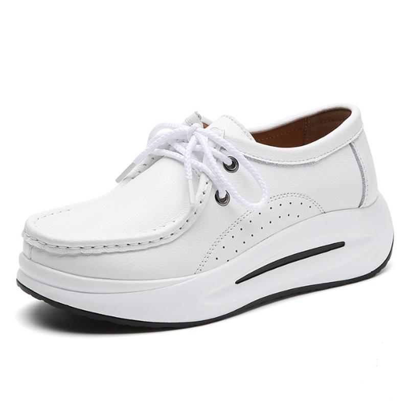 Autumn Women Flat Shoes Woman Platform Sneakers Moccasins Shoes Woman Genuine Leather Shoes Wedge Women Loafers