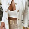 Women's Stand-up Collar Long-sleeved, Slimming and Fashionable Double-breasted Blazer