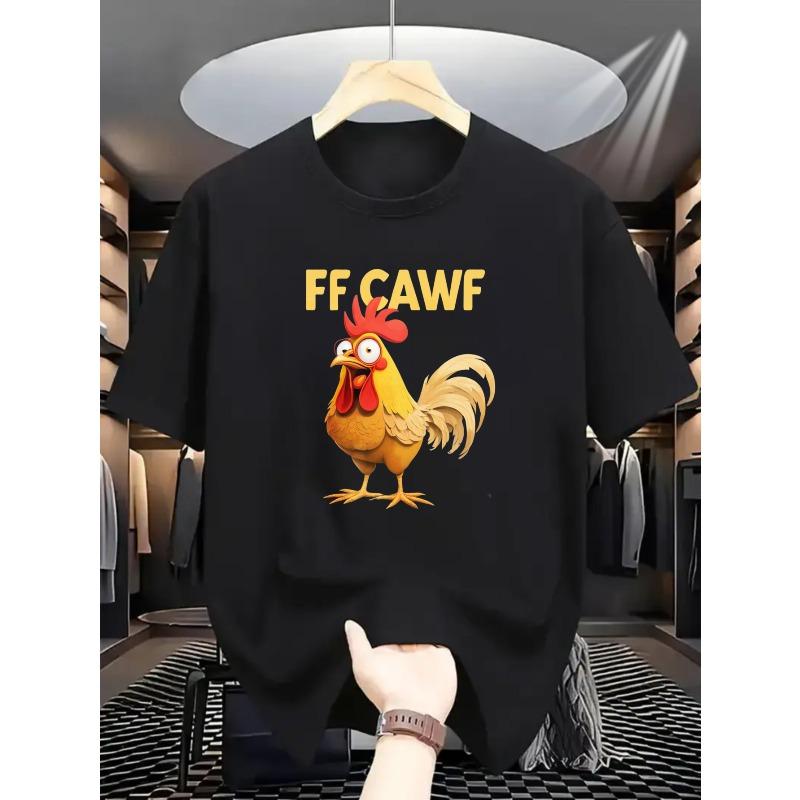 

Casual Short-Sleeve T-Shirt with Cartoon Chicken Print, Suitable for Both Men Perfect for Everyday Street Fashion in Summer 4XL чорний