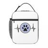 Dog Paw And Heart ECG Heartbeat Insulated Lunch Bag for Women Kids Leakproof Food Boxes Thermal Lunch Box Tote
