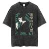 2026 Attack on Titan Haupttrio Monochrom Gothic Acid Wash Übergroßes Schwarzes T-Shirt 2026 Sommer Streetwear Anime Grafik-T-Shirt