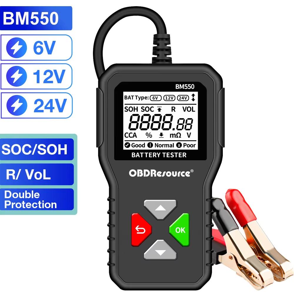 Car Battery Tester 100-2000 CCA Car Battery Tool 6V 12V 24V Car Battery Tester Car Battery Analyzer BM550 Battery Testing Tool