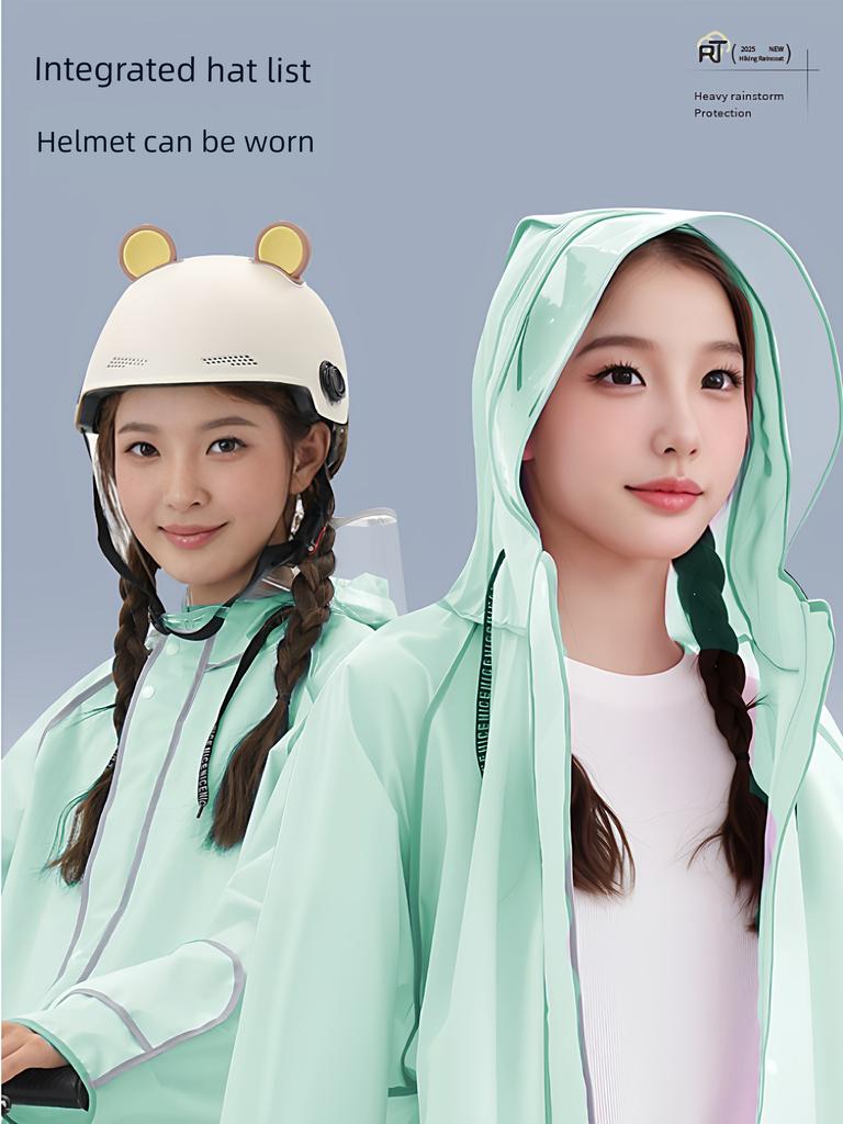 Raincoat for Women, Long Style, Full-Body Storm-Proof, Suitable for Adults, Electric Scooters, and Students, Integrated Rain Poncho for School Use