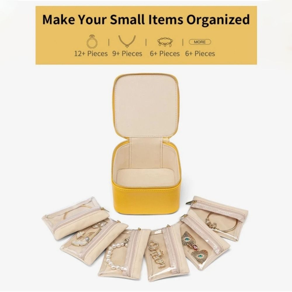 Genuine Leather Jewelry Packing Bag Portable Earrings Storage Case Jewelry Holder Handbag  Travel