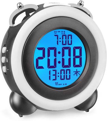 Loud Digital Alarm Clock with Double Snooze LED 2 LCD Digital Battery Desktop Multifunctional Snooze Japanese Display Alarm, Function, Backlight,