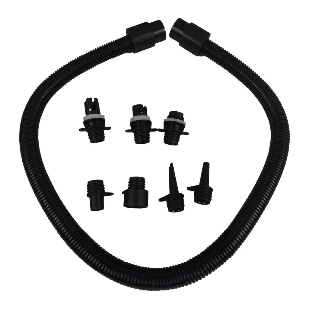 Stand up air pump adapter hose set including 7 air valve nozzles