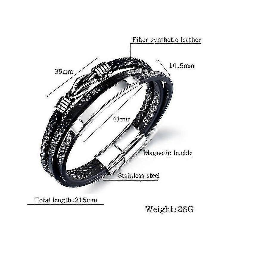 Stainless Steel Leather Braided Bracelet