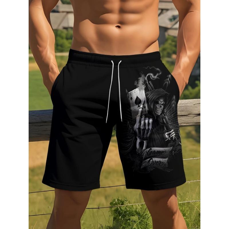 Pantalones Cortos Casuales de Playa para Hombre Estampado de Llama Azul 3D Secado Rápido Cintura con Cordón