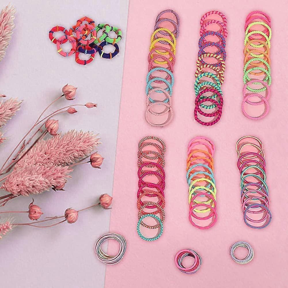 Dww-100 Mixed Hair Elastics for Girls, Stretchable Hair Elastics for Children, Mixed Color Hair Elastics for Girls and Women with Different Hairstyles