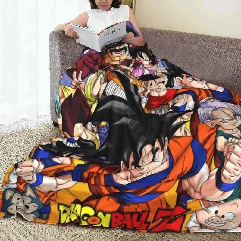 Dragon Ball Z Knitted Blanket Flannel Anime Son Goku Soft Throw Blankets for Bed Bedroom Quilt