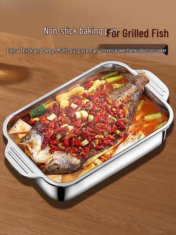 ZISIZ Stainless Steel Rectangular Roasting & Serving Tray