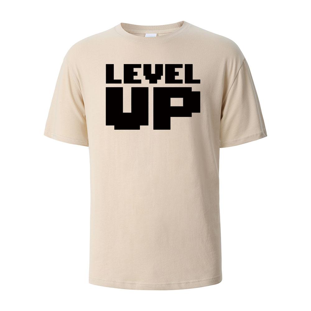 Mens Printed TShirt Level Up Basic Streetwear 100 Cotton Tops For Men Women Summer Breathable ShortSleeved Oneck Basic Tees