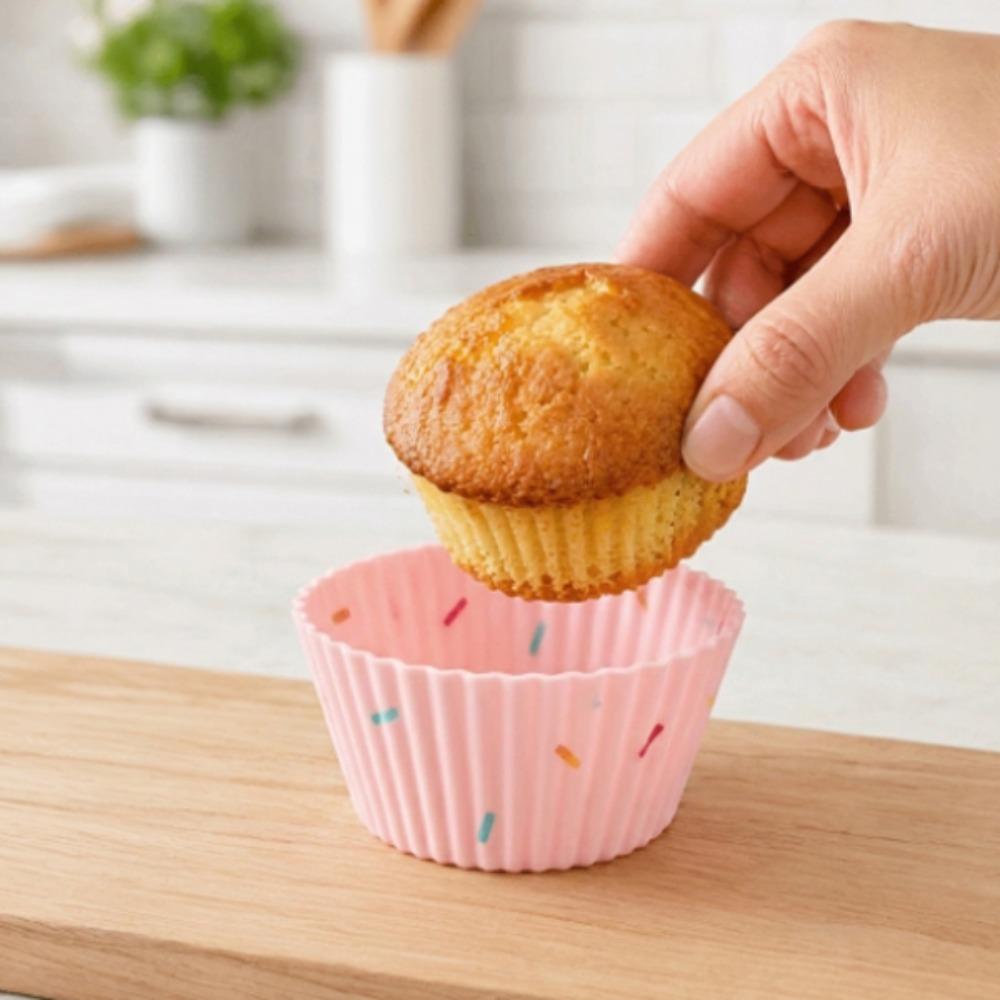 20pcs Silicone Material Silicone Cupcake Mold Non Stick Reusable Baking Cups Cake Decorating Round