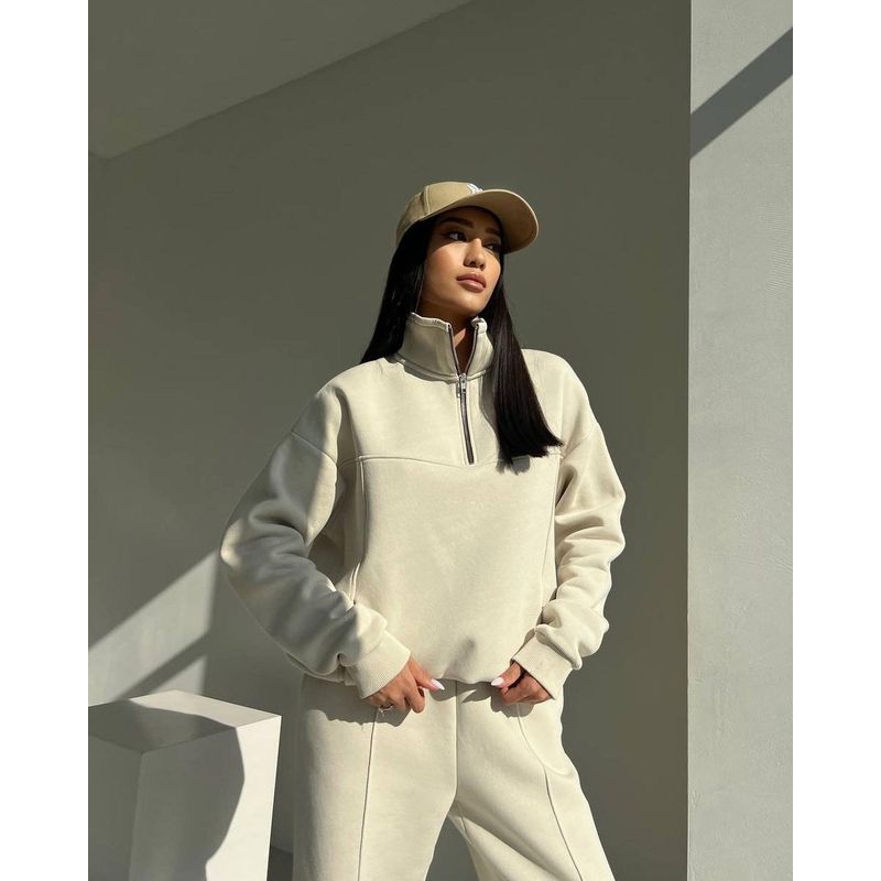 

2025 Amazon Cross-Border Western Style New Casual Fashion Patchwork Thickened Long sleeve Hoodie Trousers Set Suit Apricot color XL