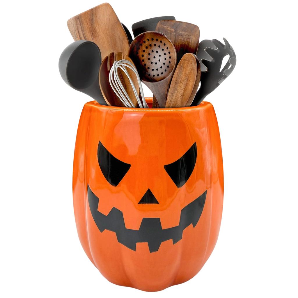 Halloween Pumpkin Resin Cutlery Holder Kitchen Storage Container Decorative