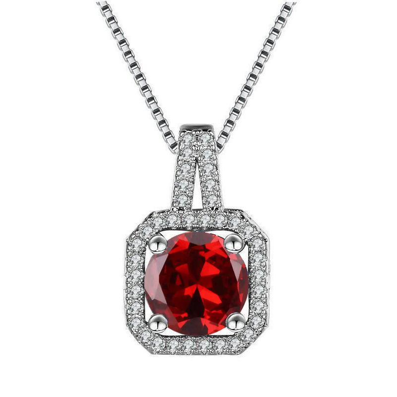 925 Sterling Silver Fashion Light Luxury Moissanite Zircon Square Bag Pendant Necklace Birthday Party Anniversary Gift