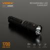 Compact LED Tactical Flashlight 20W Battery for 17h 50 Min 1700lm Range 210 M IP68 VLF-A156R Videx