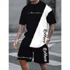 Men's Casual Two-piece Set, Round Neck Short Sleeved T-shirt and Drawstring Pocket Shorts