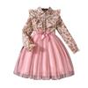 Girls' Big Kid Floral Lapel Mesh Princess Dress - Autumn 2025 Edition