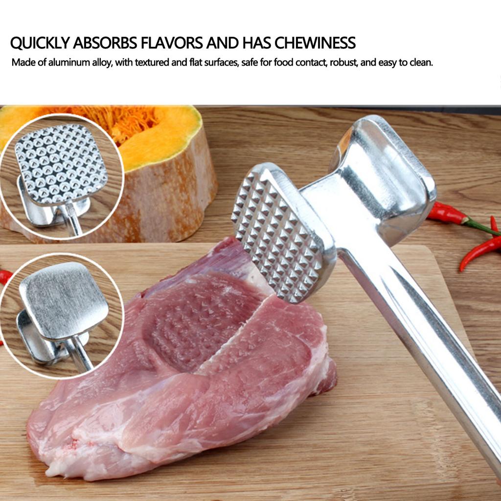 Meat Tenderizer Tool Aluminum Alloy Dual Sided Meat Mallet Hammer with Non Slip Grip for Pounding Meats Nuts Shellfish