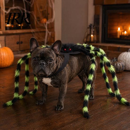Skin-friendly Pet Clothing Halloween Spider Costume for Dog Cat, Hairy Soft Dogs Dress Up Outfit Party Accessory, Festival Bendable Legs