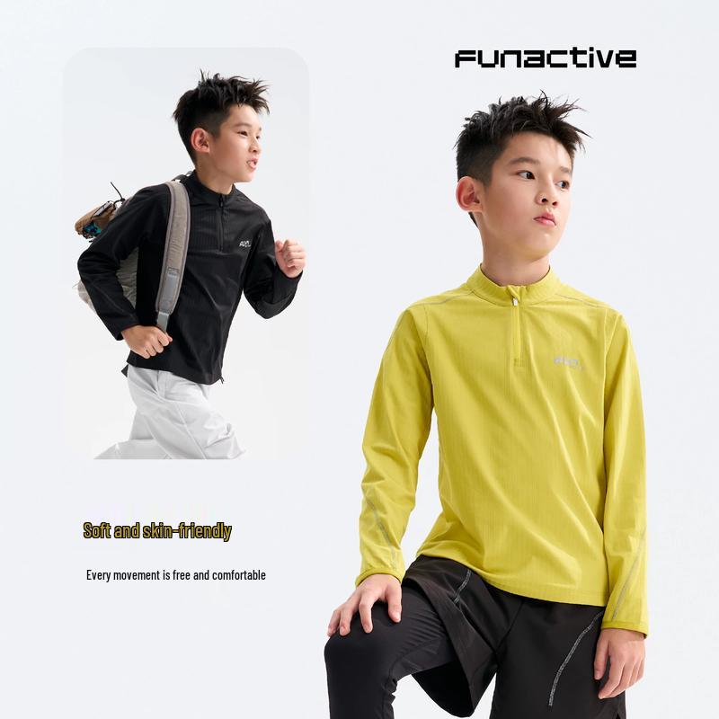 FUN ACTIVE Boys' Moisture-Wicking Long-Sleeve Sports T-Shirt