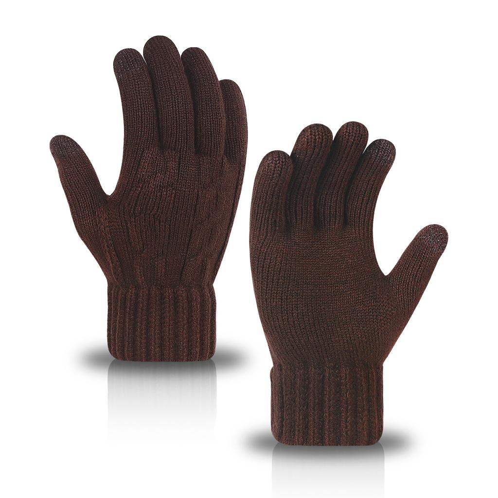 Neue warme Herbsthandschuhe für Damen und Herren, gestrickt, mit Samt gefüttert, winddicht und kältefest, Fingerhandschuhe