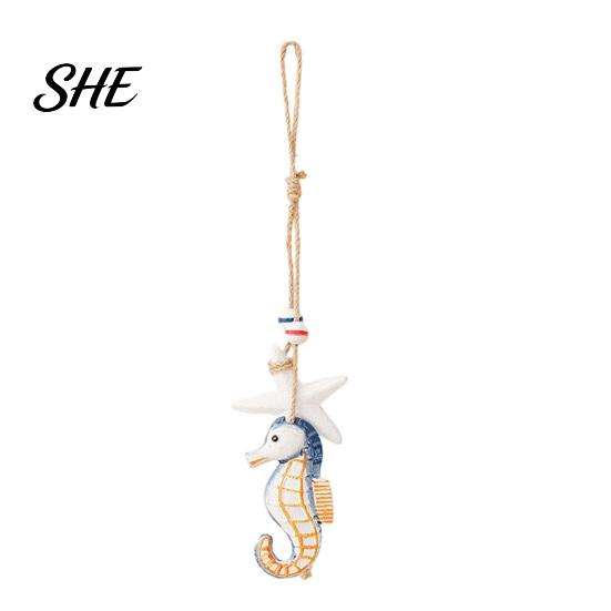 Wooden Marine Life Art Mediterranean Nautical Wall Hanging Decor, Handcrafted Ocean Style Ornaments, Decorative Pendants with Theme Piece Cotton Rope