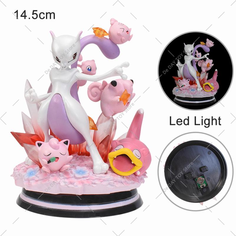 Anime Pokemon Special Effects Figure Mega Charizard XY Greninja Gengar Mewtwo Three Form Evolution Led Light PVC Model Toys