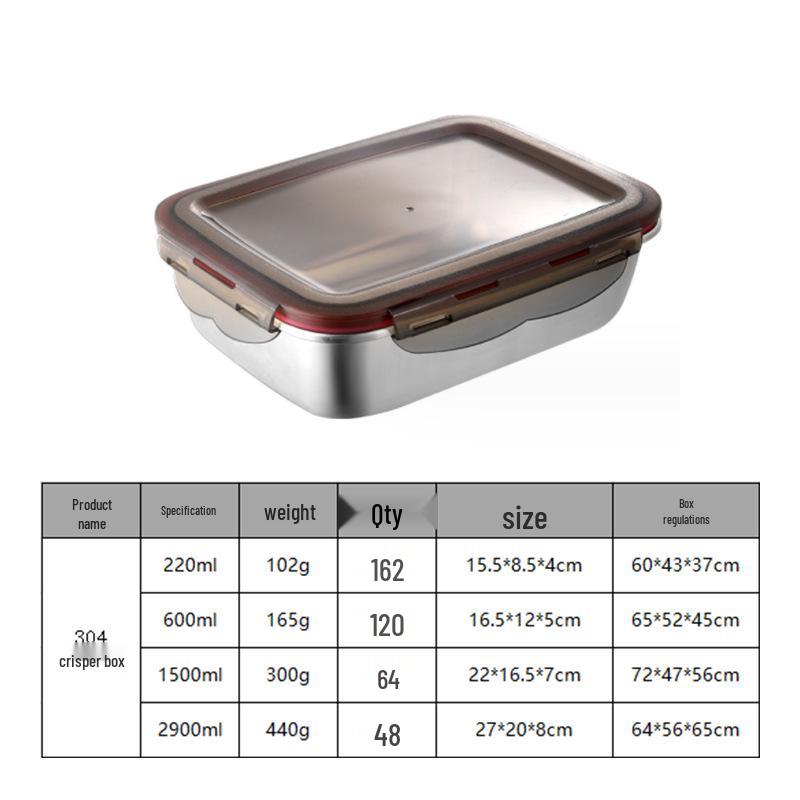 Customizable 304 Stainless Steel Sealed Bento Lunch Box for Refrigerator and Fruit Preservation. 220ml