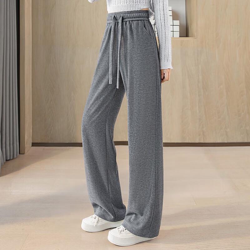 

Women s Elastic Waist Drawstring Wide-Leg Casual Pants M
