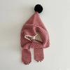 2-in-1 Children's Scarf Hat Striped Design Kids Warm Cap Knitted Hood Scarf  Boys Girls